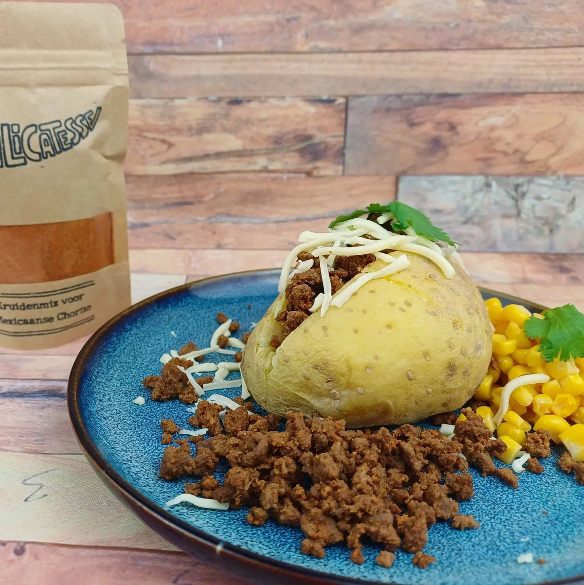 Gepofte aardappel met Mexicaanse chorizo