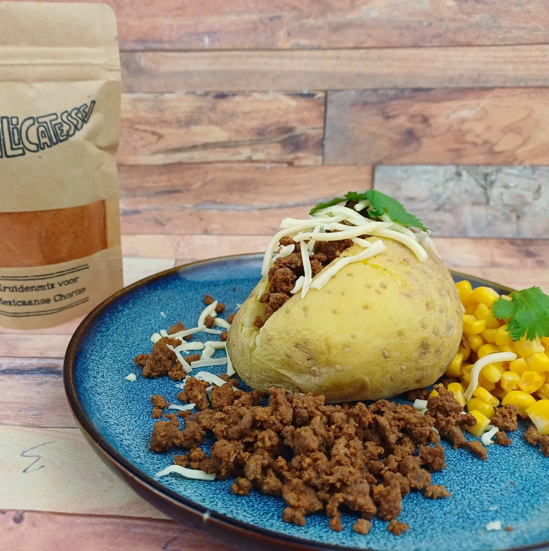 Gepofte aardappel met Mexicaanse chorizo