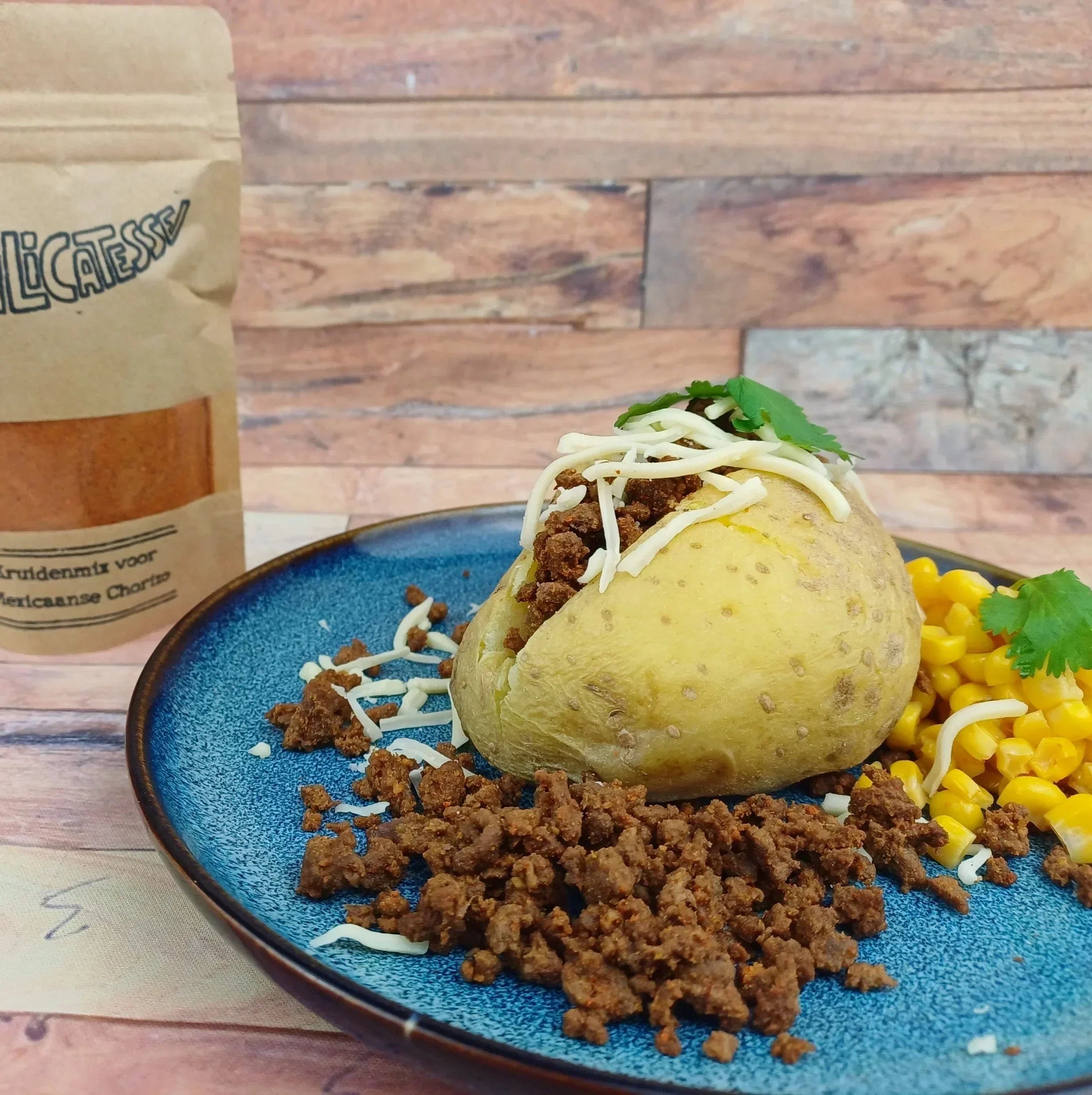 Gepofte aardappel met Mexicaanse chorizo